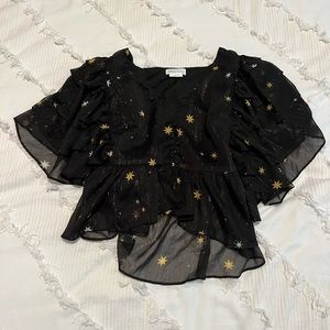 Lovers + Friends black top with beautiful gold and silver accents. Size S